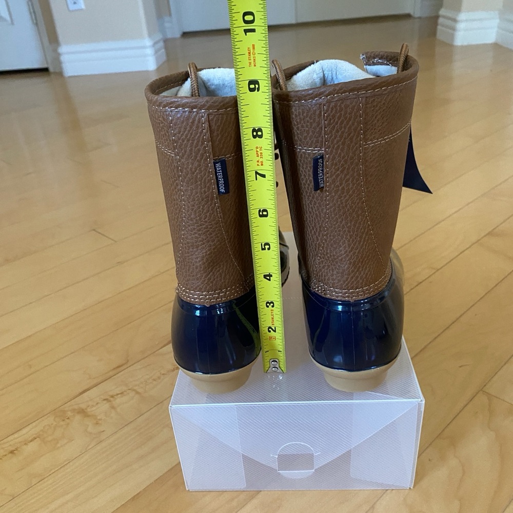 JBU by JAMBU WOMENS NAVY/TAN MAPLEWOOD WATERPROOF DUCK BOOTS SIZE 8 - Picture 4 of 9